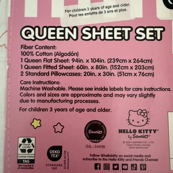 Hello Kitty Queen Sheet Set - Picture 3 of 3